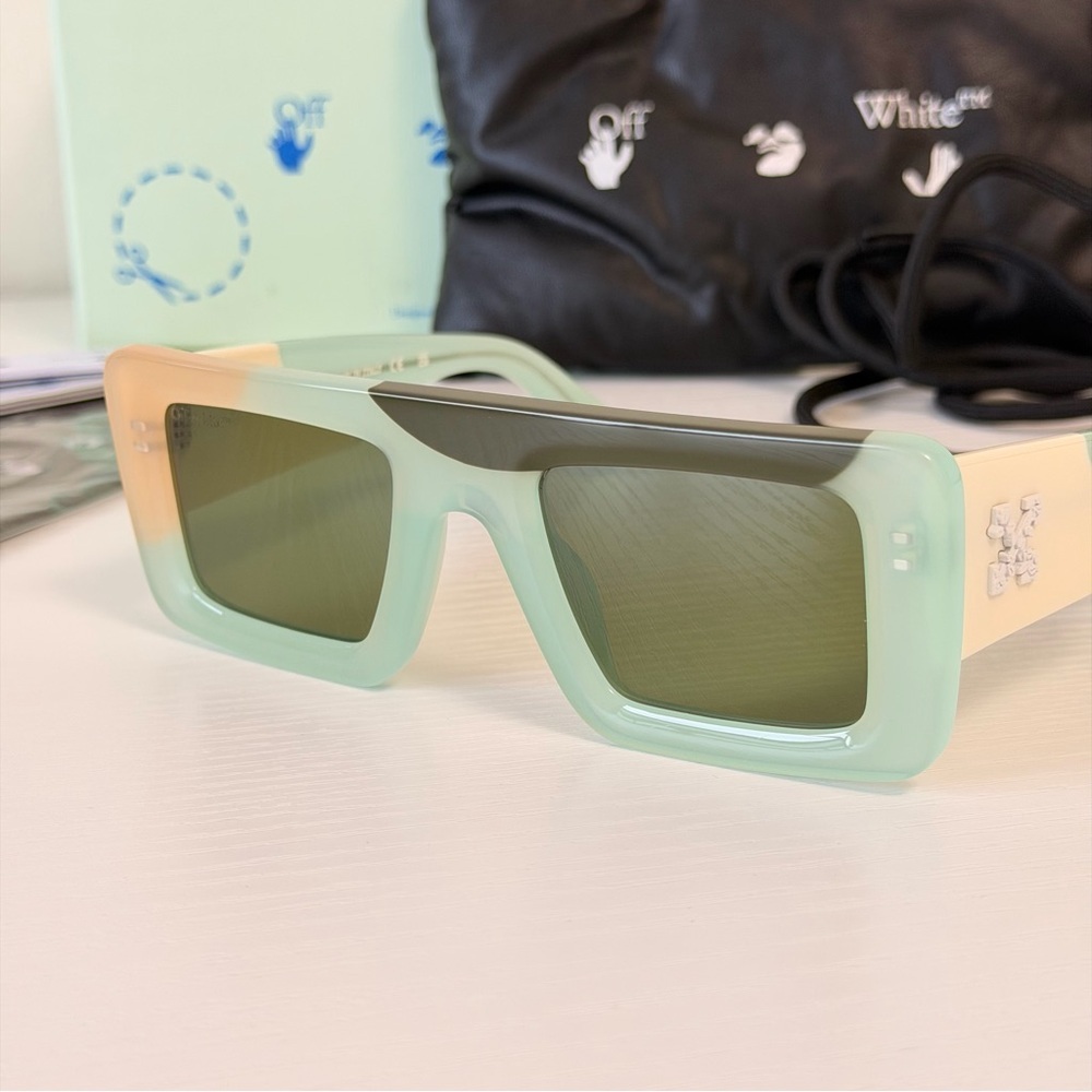 New! Off-White Mint and Beige Sunglasses, OERI069 5955, Authentic - Picture 3 of 9